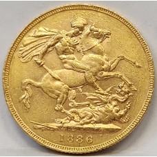 AUSTRALIA 1886 . ONE 1 SOVEREIGN . MELBOURNE . GOLD